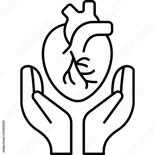 Heart Care Line Icon - Minimalist Design for Health and Medical Apps