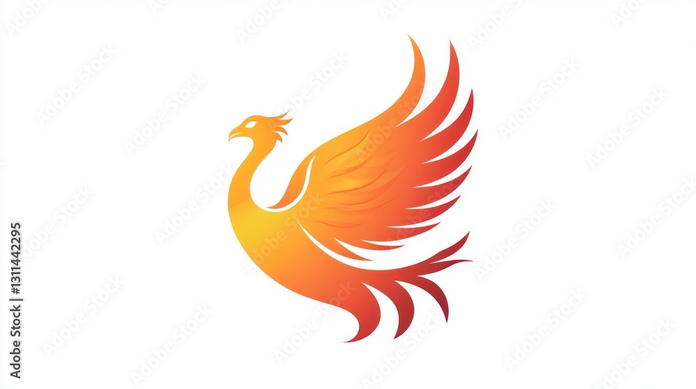 Obraz premium Fiery Phoenix Symbol, Abstract Design for Branding, Graphic Element