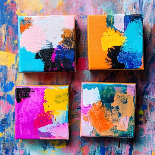 Wallpaper Mural Colorful Abstract Art on Canvas with Vibrant Brush Strokes Torontodigital.ca