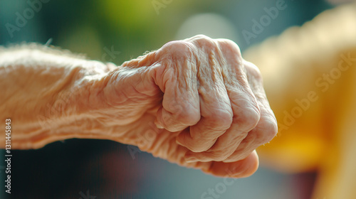 photo of senior man fists.generative ai.