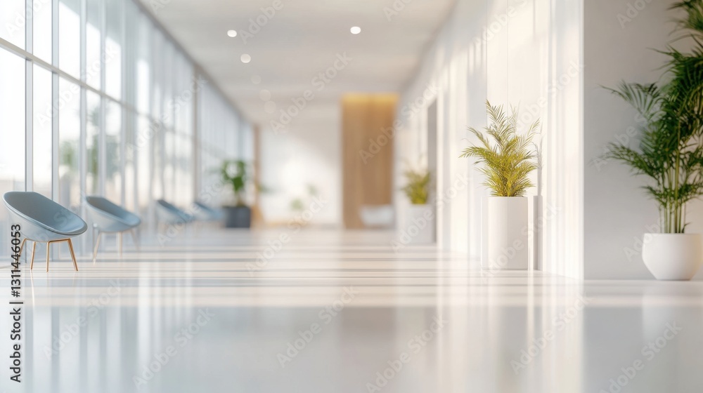 modern minimalist office hallway with seating and plants modern minimalist office hallway with seating and plants