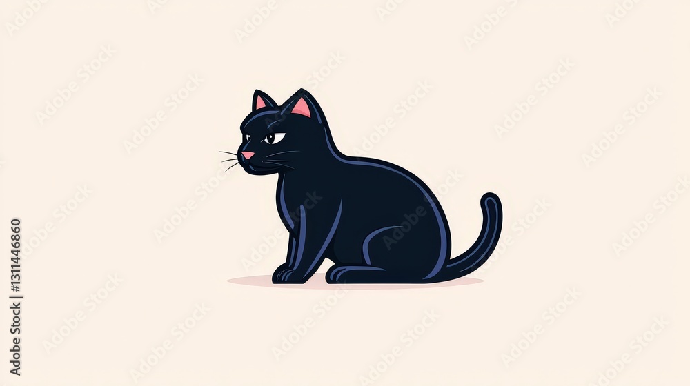 Obraz premium A cute black cat sitting.
