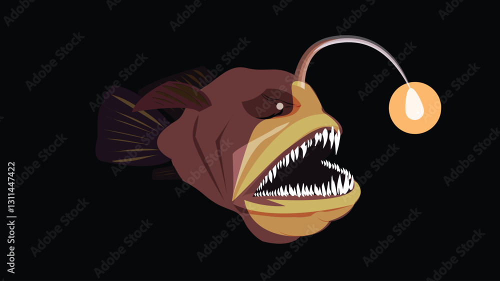 Obraz premium Deep-sea fish, Footballfish, Himantolophus groenlandicus, Glowing light fish.eps