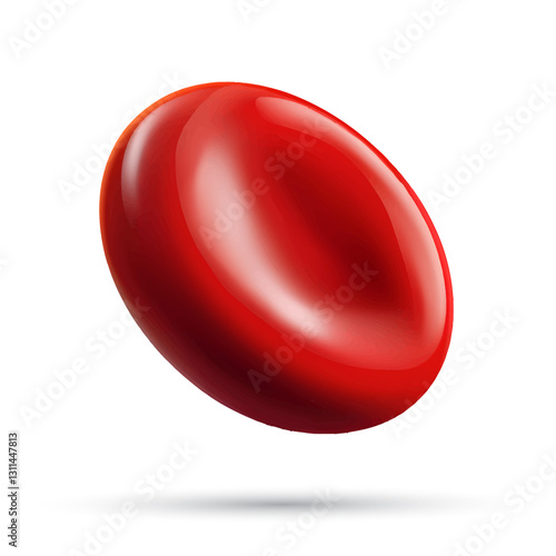 Vector of a lifelike red blood cell with a smooth surface and detailed shading on a white background