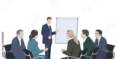 Beratung von eine Gruppe von  Personen im Büro. illustration..eps