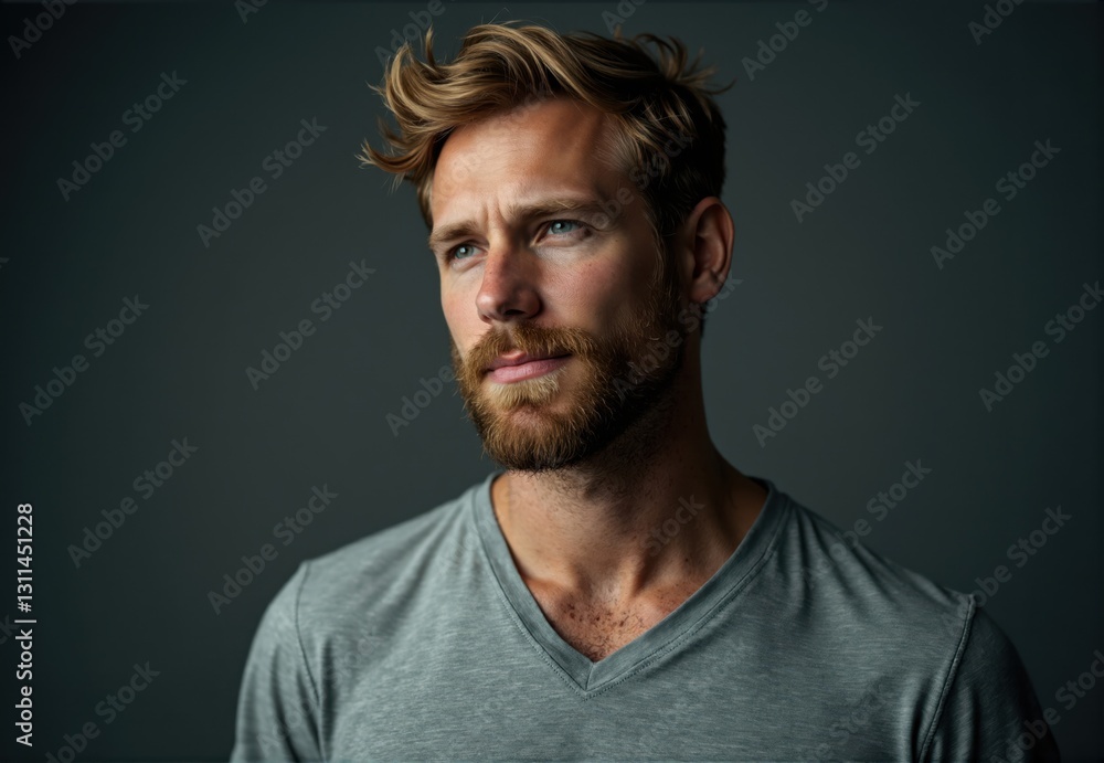 Portrait of Man with Reddish-Blonde Hair and Beard Portrait of Man with Reddish-Blonde Hair and Beard