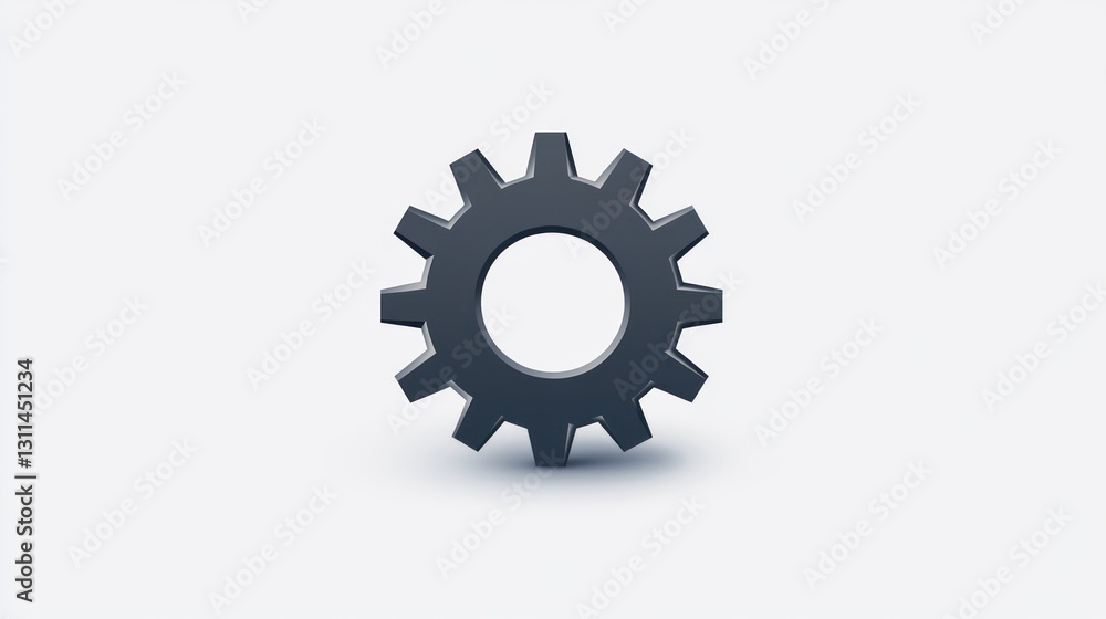 3D Gear Icon on White Background for Technology Concept 3D Gear Icon on White Background for Technology Concept