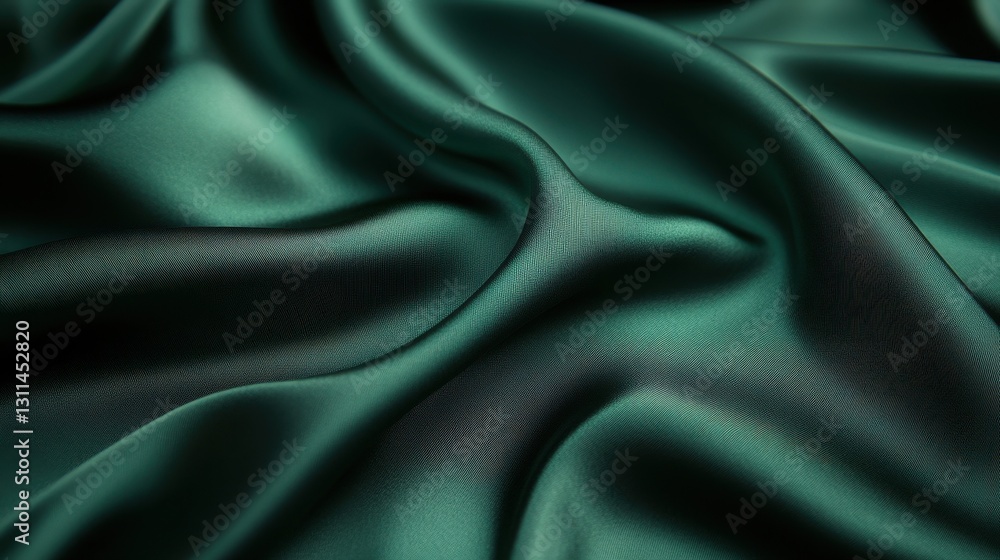 Fototapeta premium Dark Teal Silk Fabric with Subtle Abstract Pattern