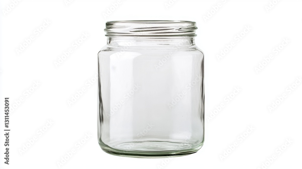 empty glass jar on white background empty glass jar on white background