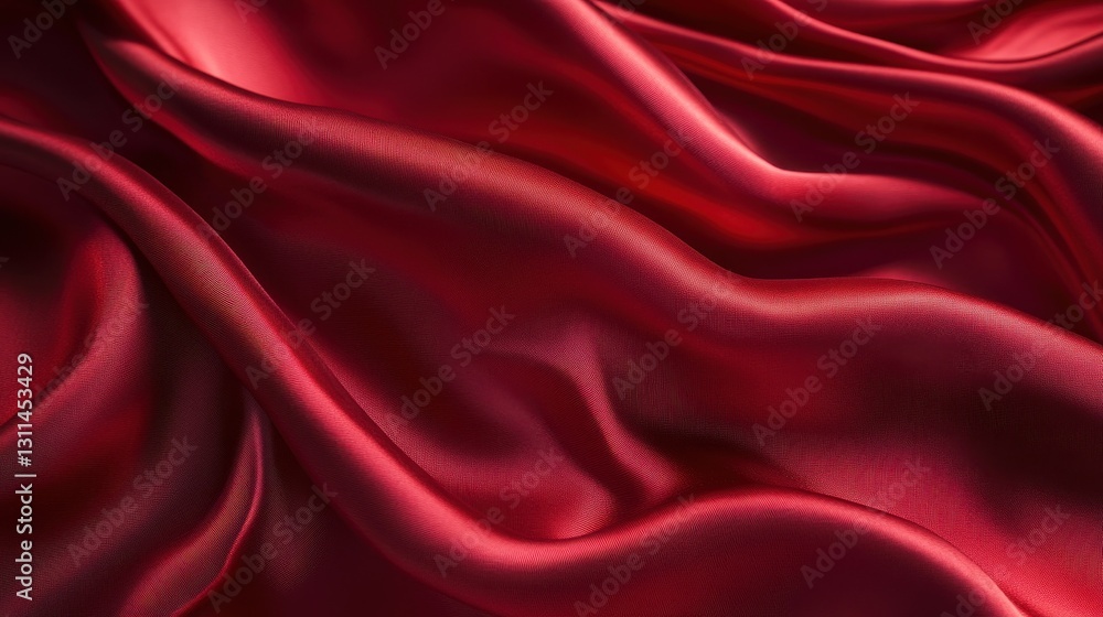 Obraz premium Deep Red Silk Fabric Draped Texture Background