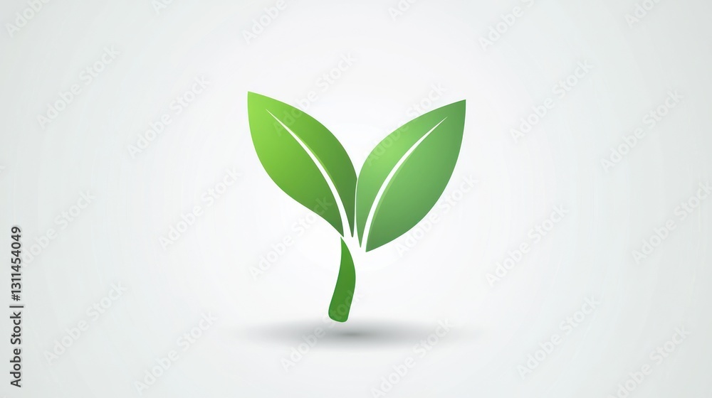 Fototapeta premium Two Green Leaves, Nature Symbol, Clean Design