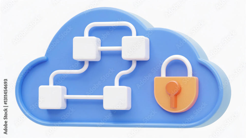 blue cloud icon with network diagram and padlock symbolizes secure cloud computing and data protection blue cloud icon with network diagram and padlock symbolizes secure cloud computing and data protection