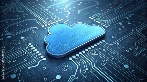 Wallpaper Mural Cloud symbol on circuit board background represents digital connectivity and technology integration. image highlights concept of cloud computing and data storage in modern digital landscape Torontodigital.ca