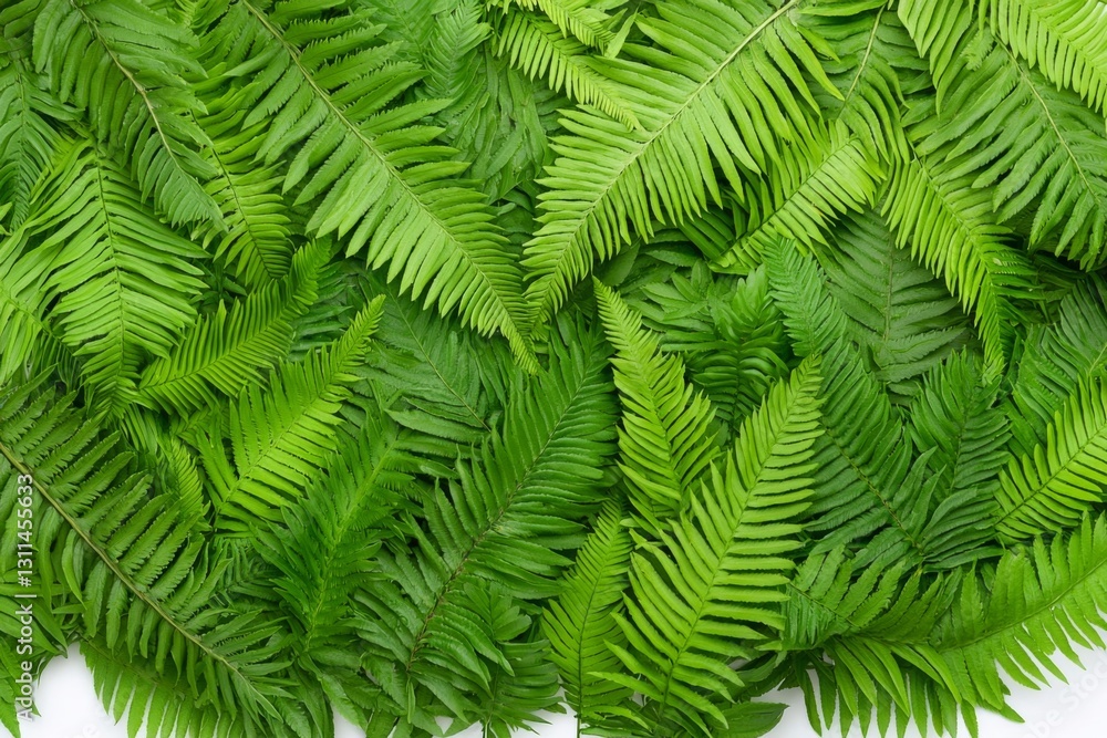Lush green fern leaves arranged in a beautiful natural pattern Lush green fern leaves arranged in a beautiful natural pattern