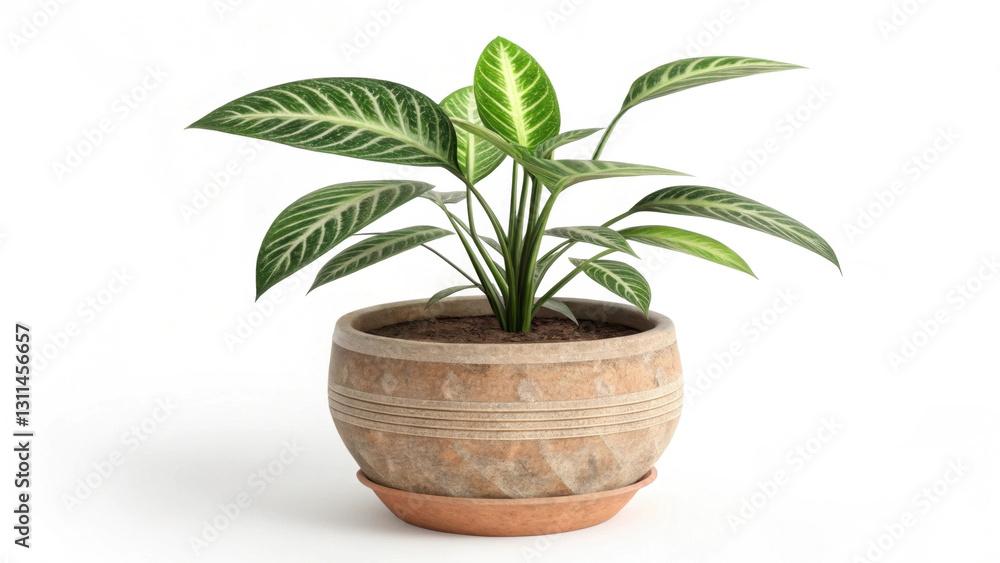 custom made wallpaper toronto digitalhouse plant with lush green leaves in decorative clay pot on white background