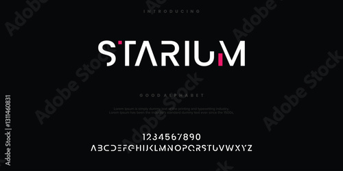 Starium modern abstract digital alphabet font. Minimal technology typography, Creative urban sport fashion futuristic font vector illustration