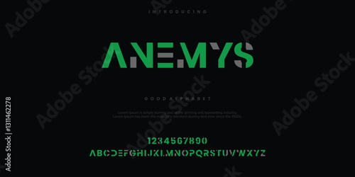 Anemys modern abstract digital alphabet font. Minimal technology typography, Creative urban sport fashion futuristic font vector illustration