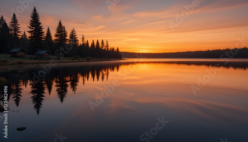 Stunning Sunset Lake Landscape Photography