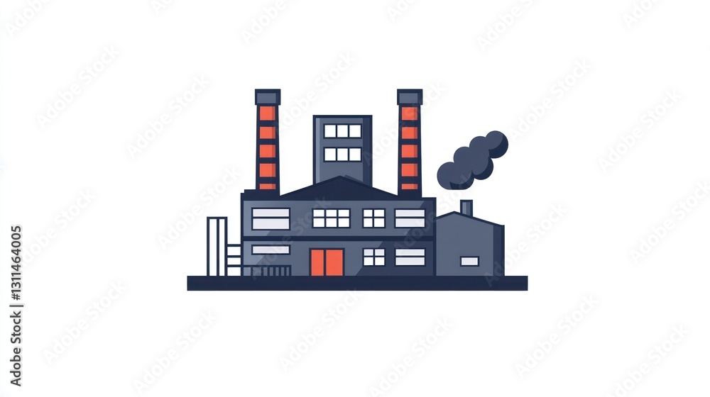 Industrial building illustration, factory exterior, simple design, for graphic use Industrial building illustration, factory exterior, simple design, for graphic use