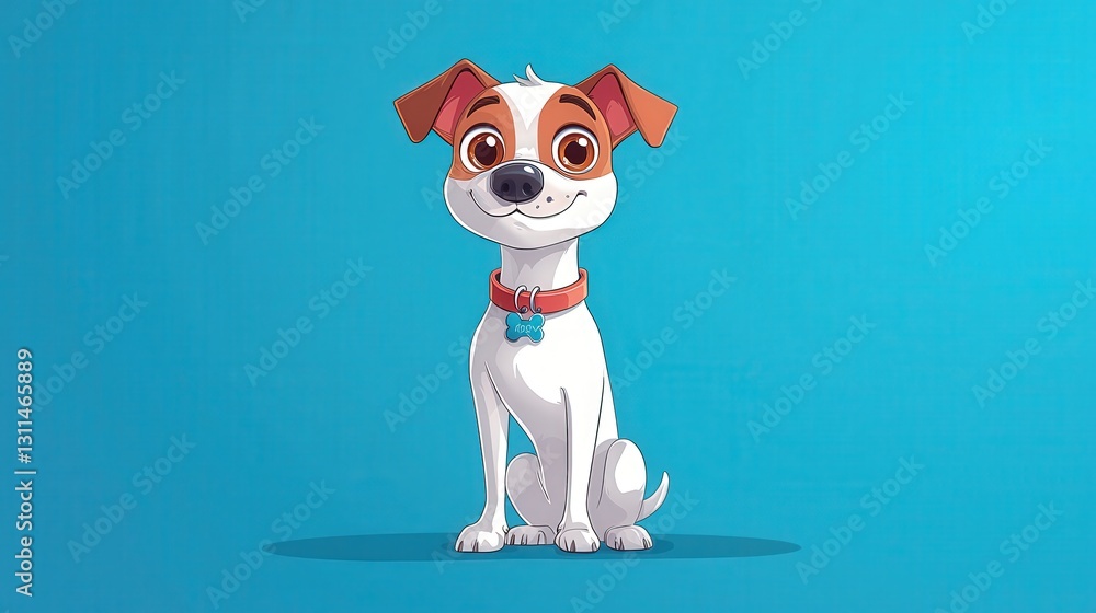 Fototapeta premium Adorable cartoon Jack Russell terrier puppy sitting.