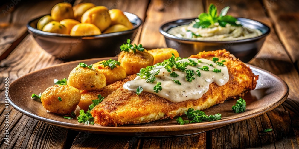 Succulent perch, creamy potato perfection, captured in dreamy bokeh photography. Succulent perch, creamy potato perfection, captured in dreamy bokeh photography.
