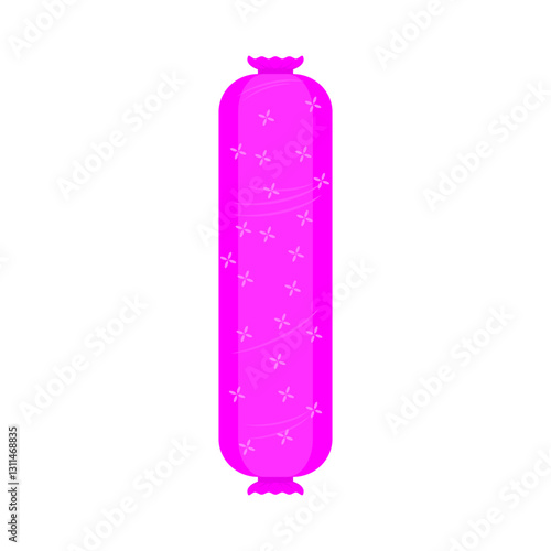 purple bolster pillow. bedroom equipment. vector illustration