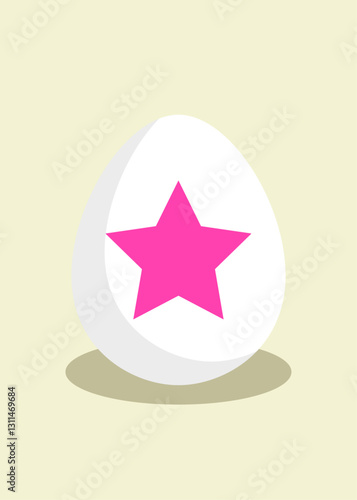 Elemento decorativo de Pascua. Huevo de Pascua con estrella rosa y sombra