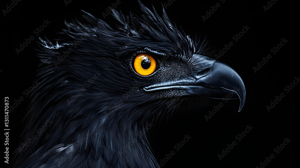 Powerful eagle portrait close-up wildlife photography in dark setting Powerful eagle portrait close-up wildlife photography in dark setting