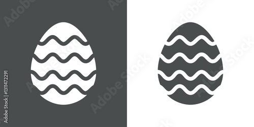 Elemento decorativo de Pascua. Huevo de Pascua con líneas curvas en zig zag