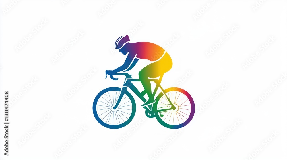 Fototapeta premium Colorful cyclist silhouette, racing