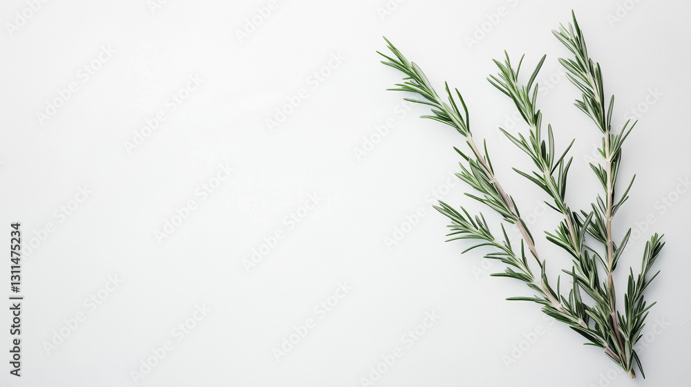 Naklejka premium The rosemary twig is isolated on a white background, highlighting its natural texture. 