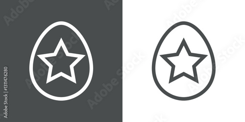 Elemento decorativo de Pascua. Huevo de Pascua con líneas y silueta de estrella 