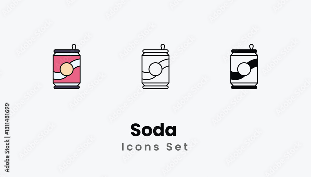 Soda Icons thin line and glyph vector icon stock illustration Soda Icons thin line and glyph vector icon stock illustration