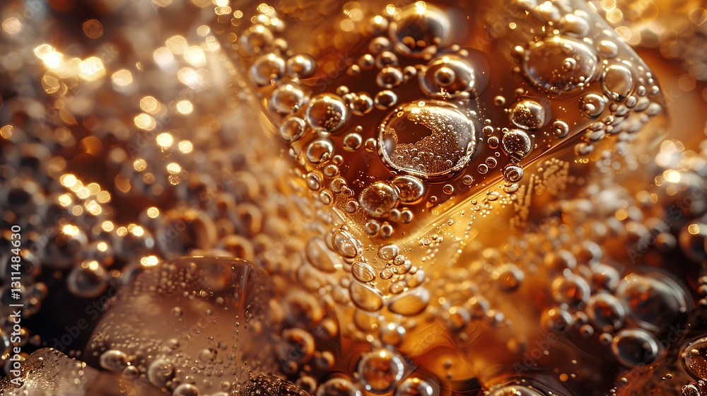 Glassy texture, Iced American coffee and Ice block, and bubbles