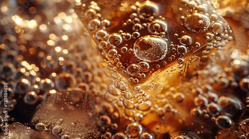 Obraz na płótnie Glassy texture, Iced American coffee and Ice block, and bubbles w salonie
