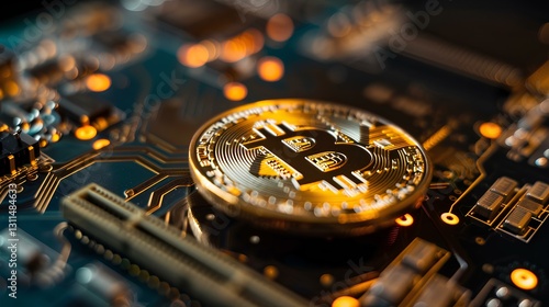 Obraz na płótnie Gold crypto currency w salonie