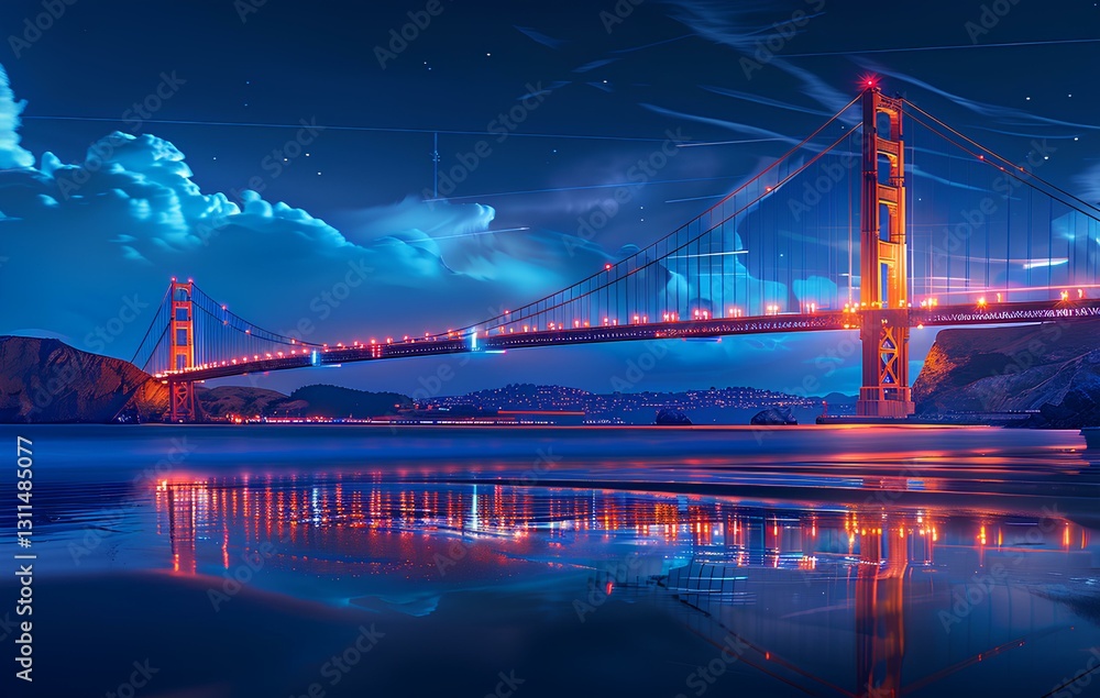 Golden Gate Bridge at night, California