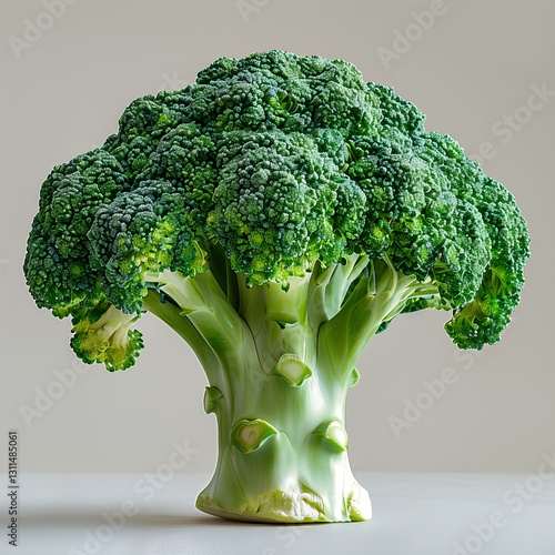 Obraz na płótnie huge broccoli vegetable, white ground, light sky w salonie