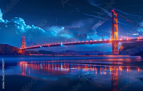 Golden Gate Bridge at night, California 