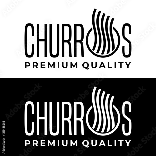 Churros logo vector illustration template black and white