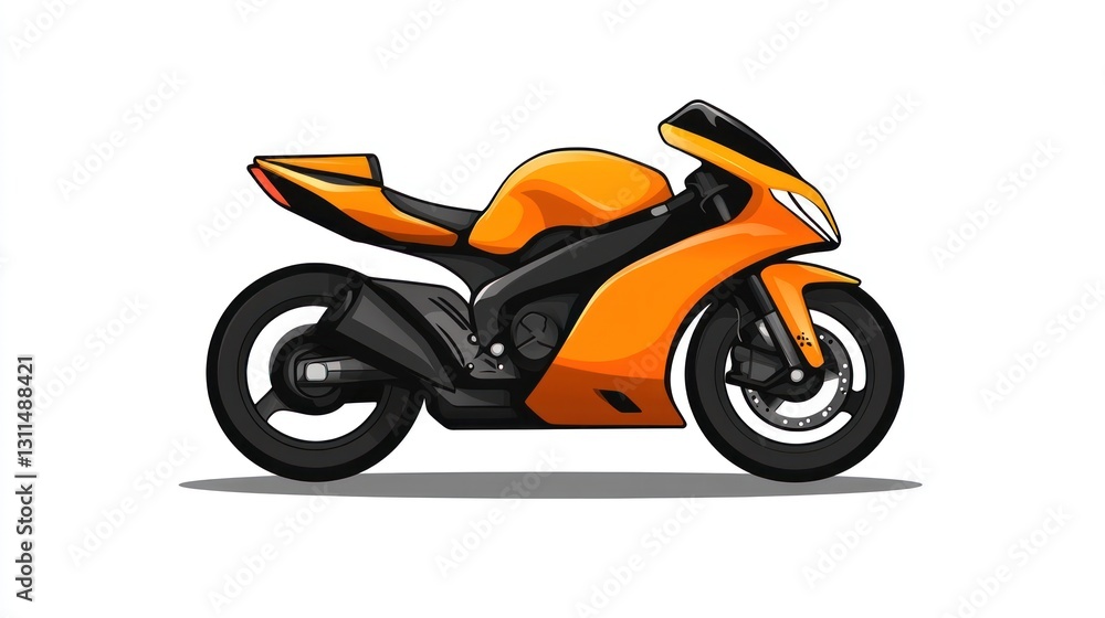 Fototapeta premium Orange Sport Motorcycle Illustration