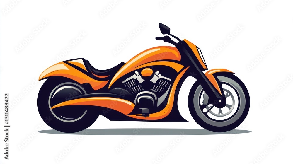 Orange motorcycle, side view, studio shot, for advertisement or design use Orange motorcycle, side view, studio shot, for advertisement or design use