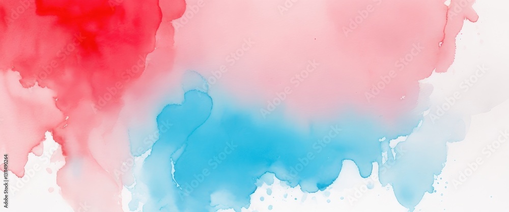 Obraz premium light Red blue watercolor wet wash splash background