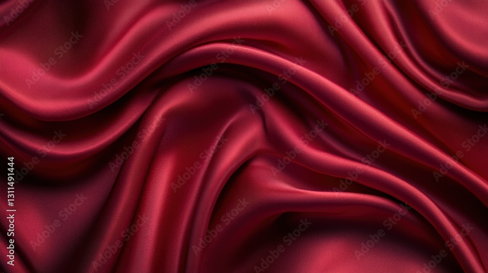 Fototapeta premium Red Silk Fabric Draped Background Texture