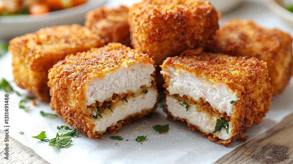 Crispy Stuffed Chicken Bites for Close-up. Crispy Stuffed Chicken Bites for Close-up.