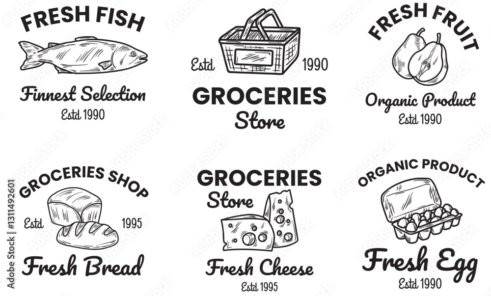 Fototapeta premium Vintage Logo Groceries