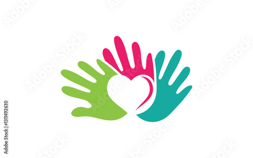 Hand concept together Logo design template