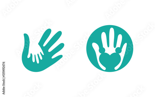 Hand concept together Logo design template