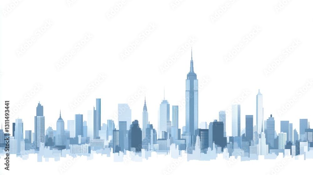 Naklejka premium New York City skyline, urban landscape, clear sky, website banner