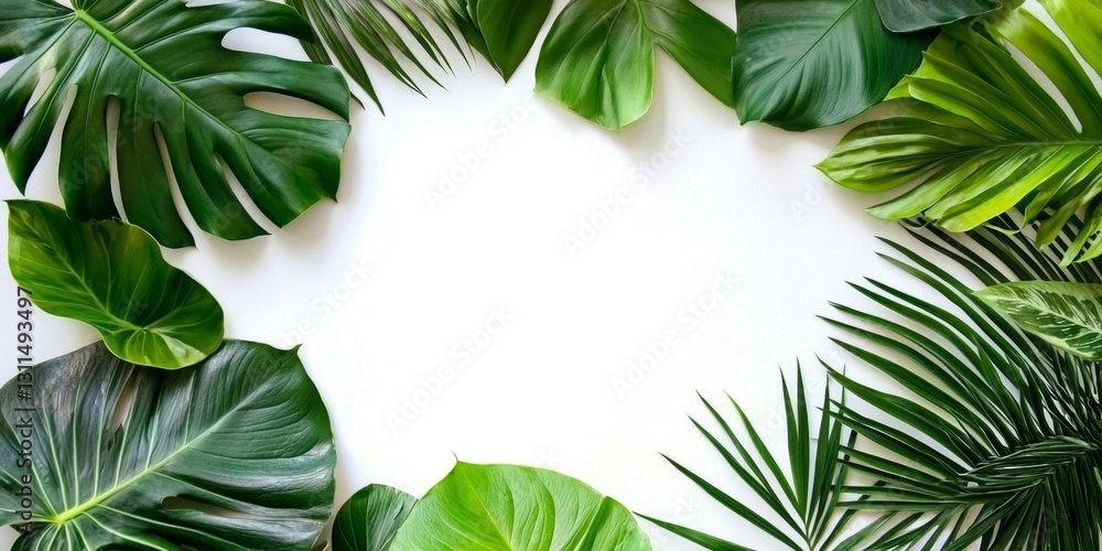 Fototapeta premium Stunning green leaves artfully arranged, providing a fresh look.